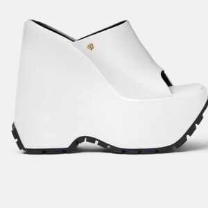 Versace White Platform Wedge Shoes